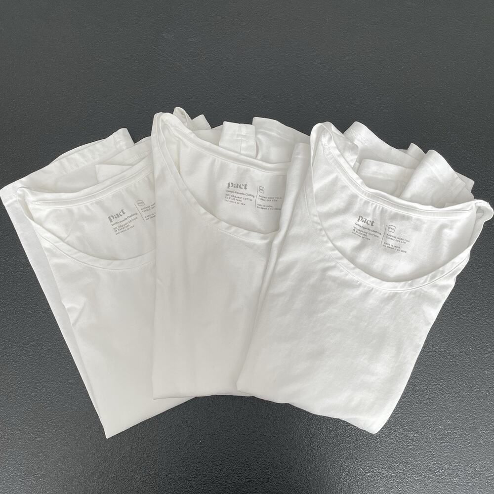 Pact Organic Cotton Tank Top Women Size XXXL White Lightweight Everyday Lot of 3